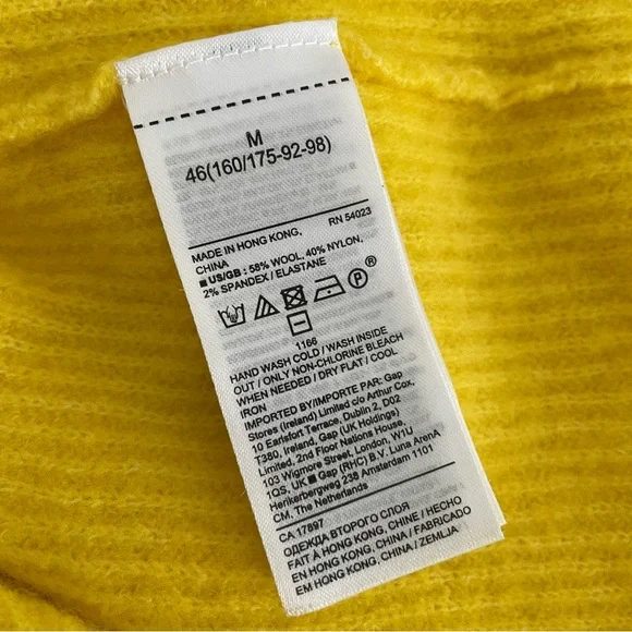 Banana Republic vibrant yellow wool blend crew neck long sleeve sweater Sz: M - Picture 9 of 9